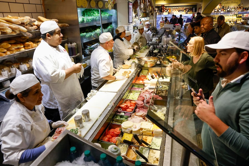 Long lines at the sandwich and salad counters are a regular midday scene at Eatzi's.