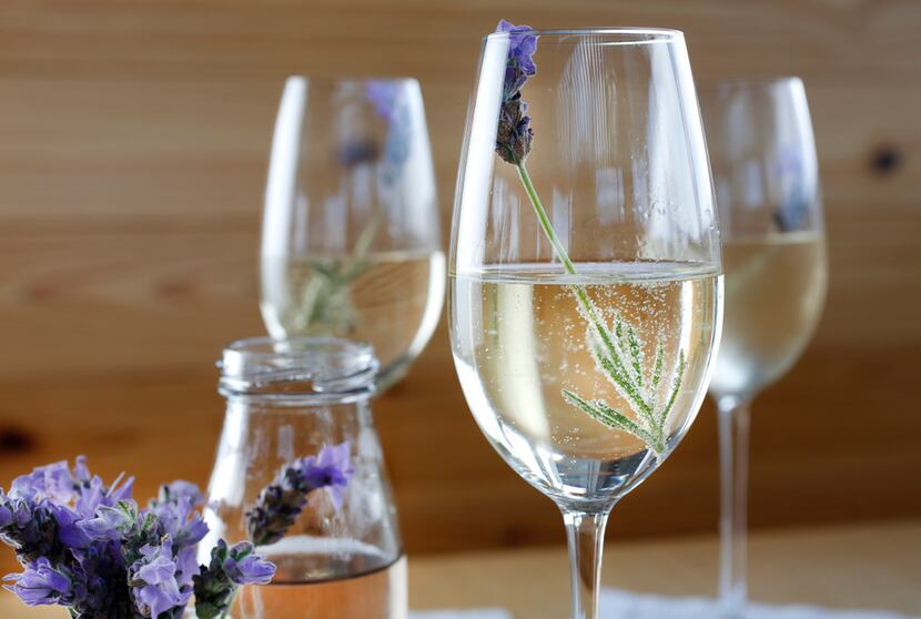 Lavender syrup and champagne 