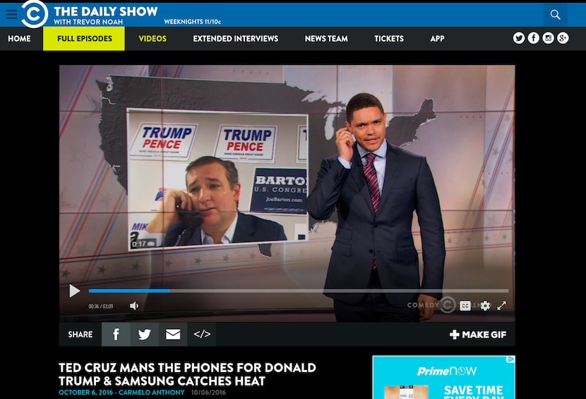 A screen shot The Daily Show using my clip. I'm not linking to their content because they...