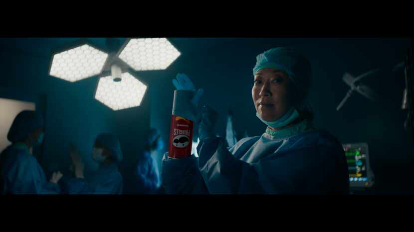 A scene from Pringles' Super Bowl spot. 