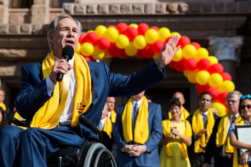 Texas Gov. Greg Abbott speaks during a rally in support of school choice - which could...