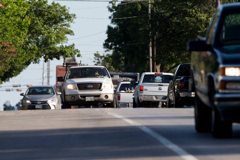 Rush hour traffic on the State Highway 205 just north of the Rockwall city square. 