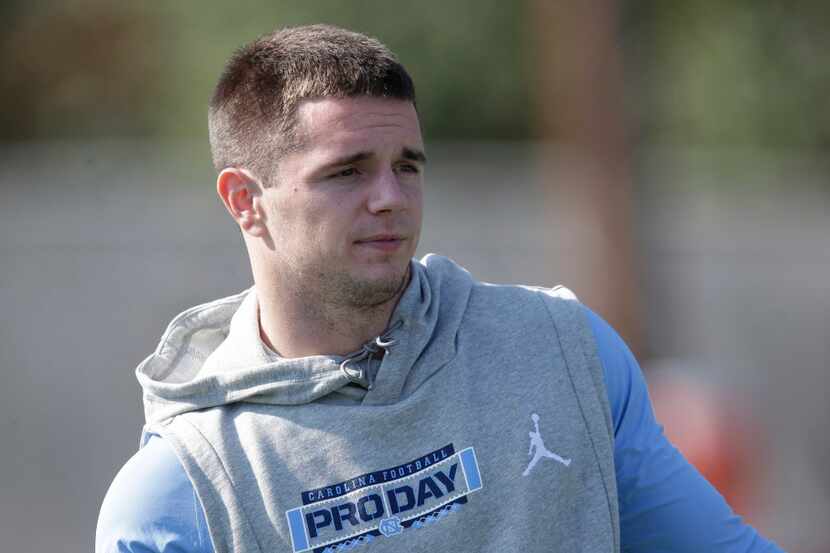 Ryan Switzer waits to participate in drills during North Carolina's NFL pro timing day in...
