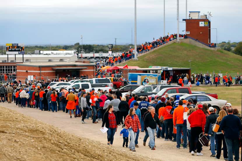 Long lines of fans file into see San Angelo Central face Allen in their 6A Division 1...