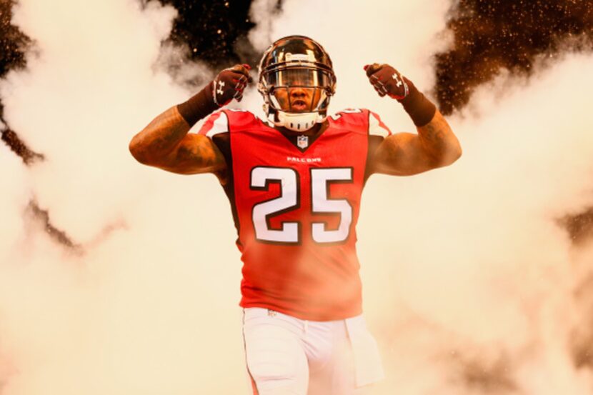 ATLANTA, GA - AUGUST 23:  William Moore #25 of the Atlanta Falcons is introduced prior to a...