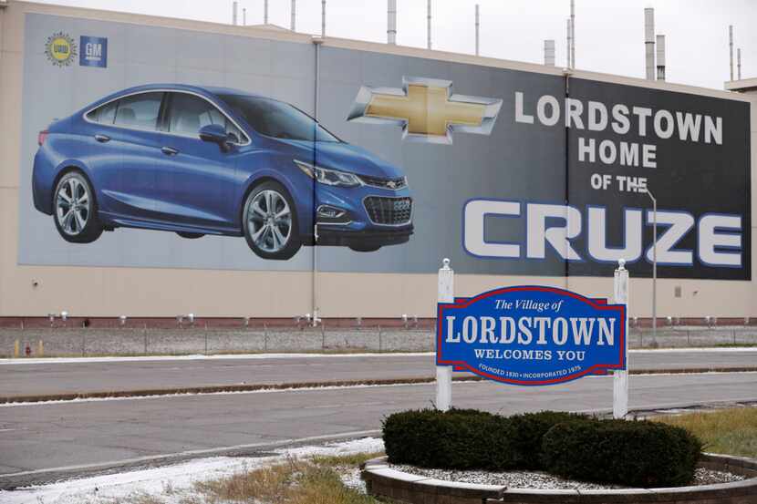 A mural is displayed on a wall at General Motors' Lordstown plant, Tuesday, Nov. 27, 2018,...