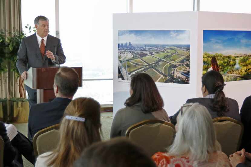 
Mayor Mike Rawlings (right), with City Manager A.C. Gonzalez, told the Fair Park task force...