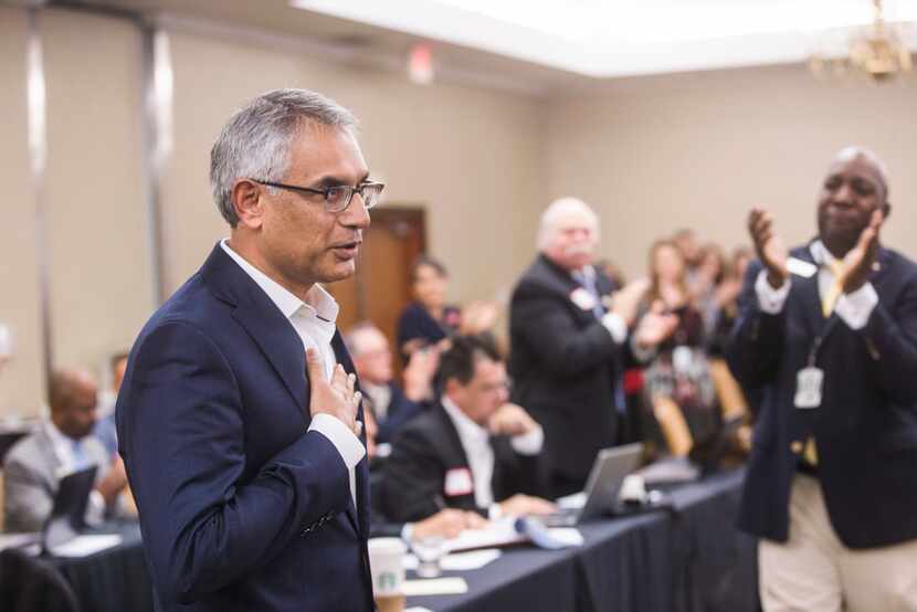Dr. Shahid Shafi speaks before members of the State Republican Executive Committee following...