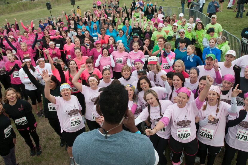 Women competing in the Dirty Girl Mud Run at Cedar Hill State Park on Saturday, Oct. 6, 2012.  