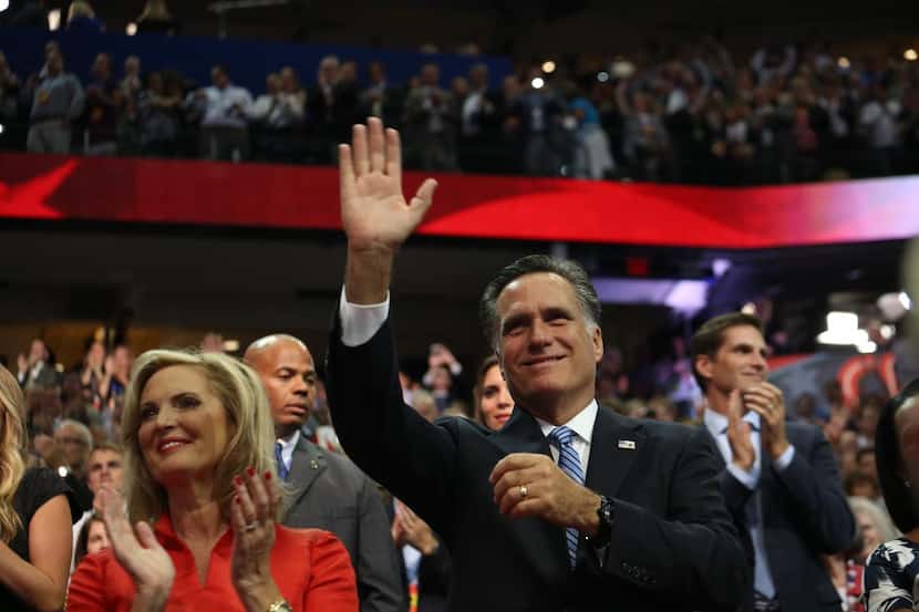 
Mitt and Ann Romney at the Republican National Convention events in Tampa, Fla., Aug. 28,...