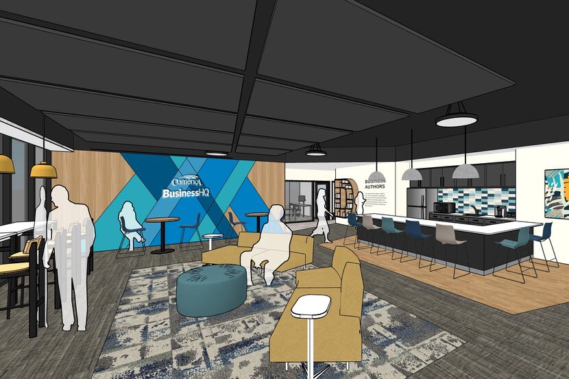 A rendering of Comerica's BusinessHQ, a space the bank is creating for small businesses in...