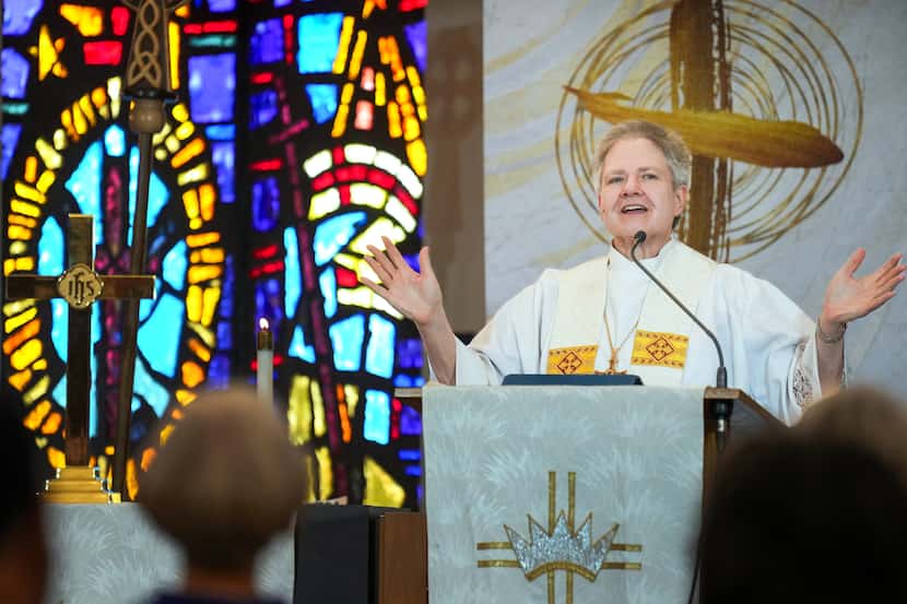 Jane Graner delivers her weekly sermon during services at Trinity United Methodist Church in...