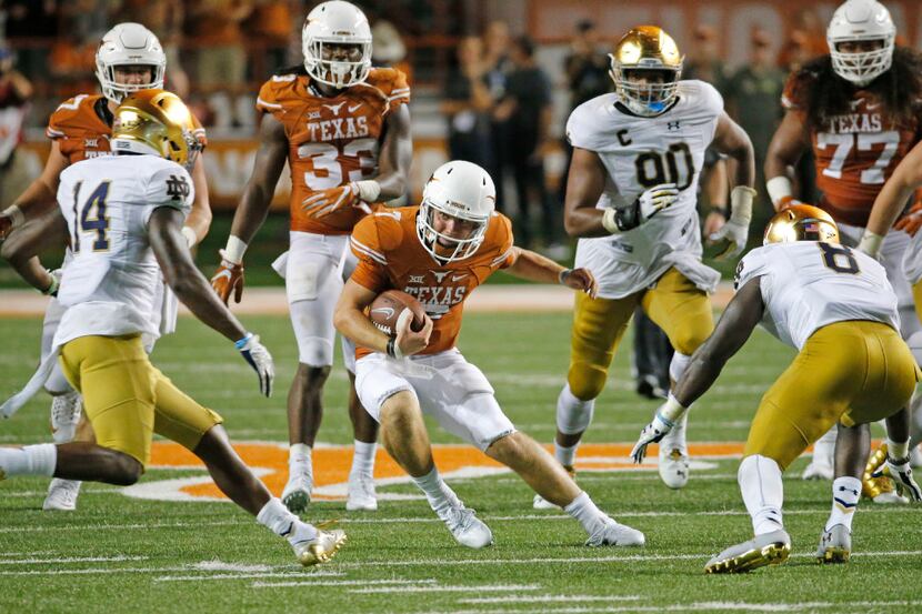 Texas quarterback Shane Buechele (7) is pictured during the Notre Dame Fighting Irish vs....