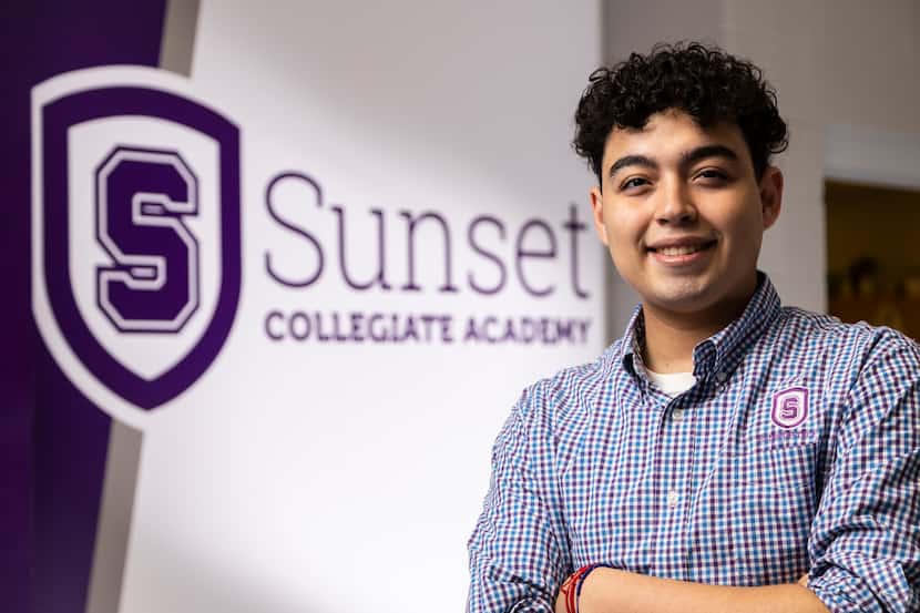 Alejandro Barajas, 19, posed for a photo at Sunset High School in Dallas, on May 24, 2022....