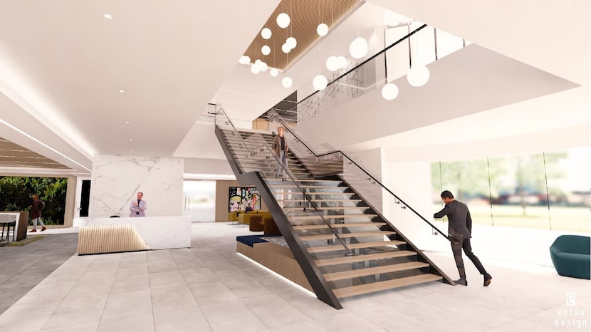 A rendering of the new Galatyn Commons C lobby in Richardson.