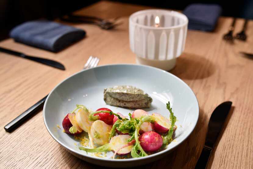 Texas farm radishes with seaweed butter and bottarga are one of the least expensive dishes —...