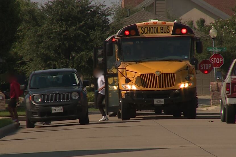 A Frisco ISD bus dropped students off in a McKinney neighborhood one afternoon this week.