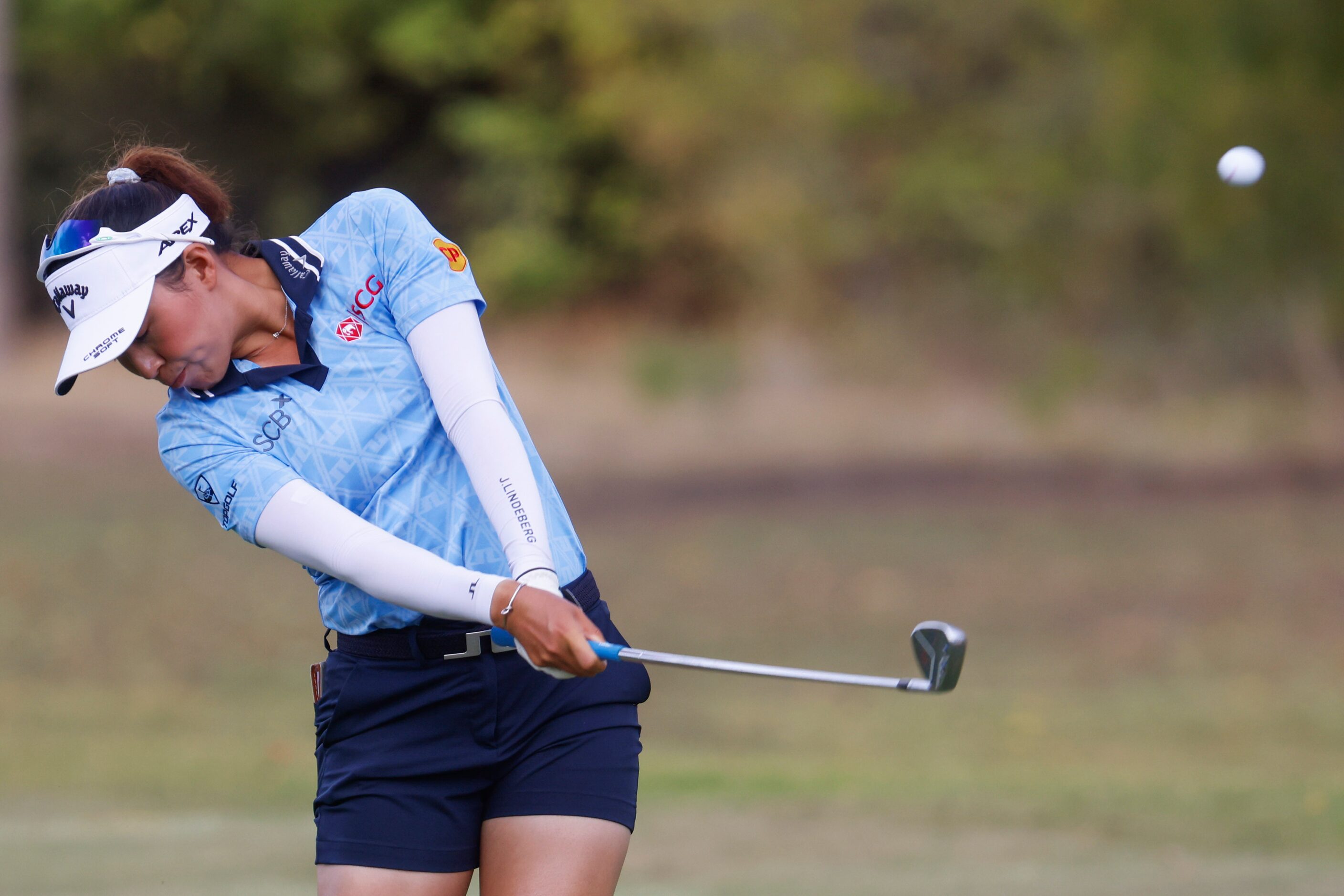 Atthaya Thitikul of Thailand hits on the ninth fairway during the first round of The...