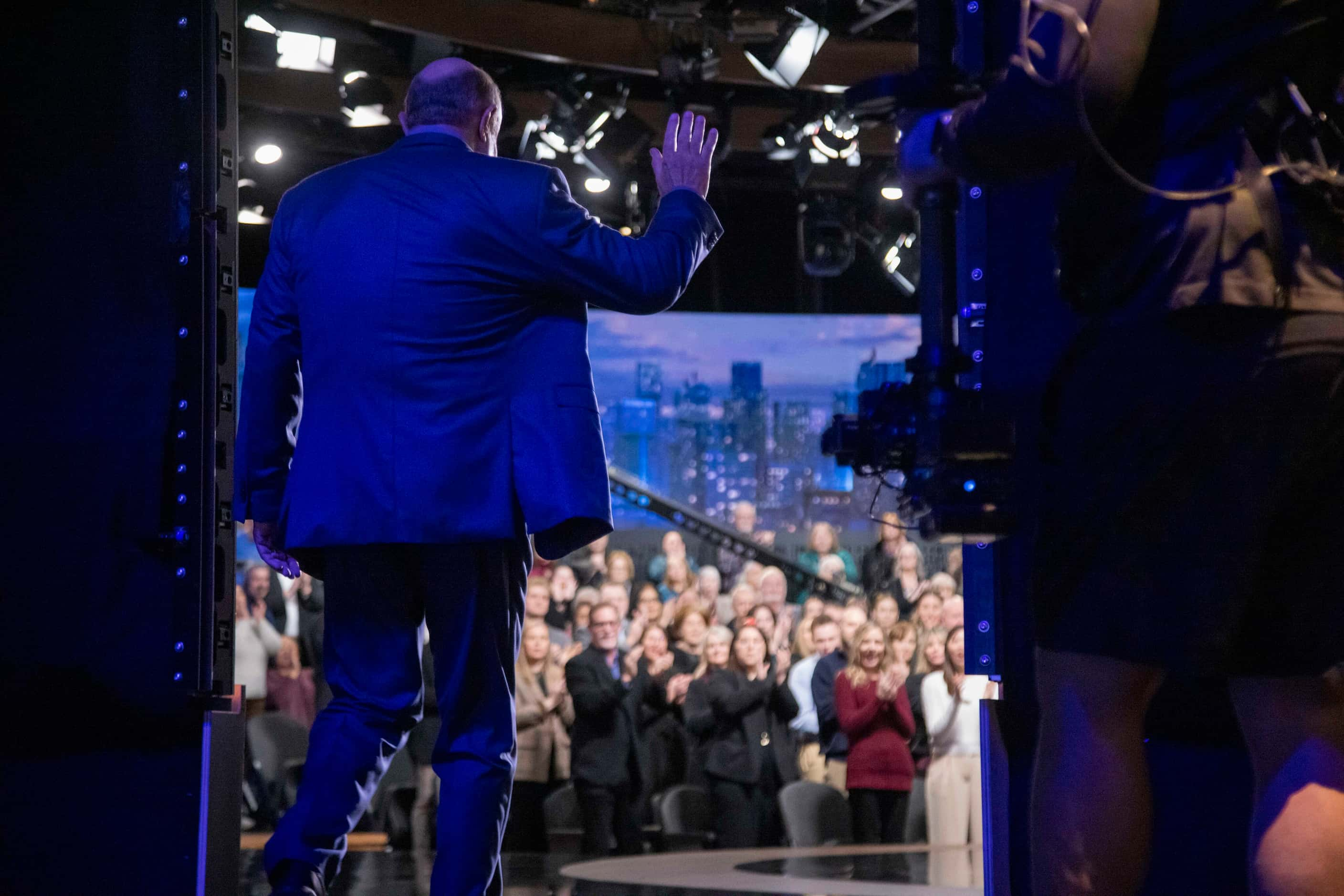 Phil McGraw, better known as Dr. Phil, walks on stage during taping of his ‘Dr. Phil...