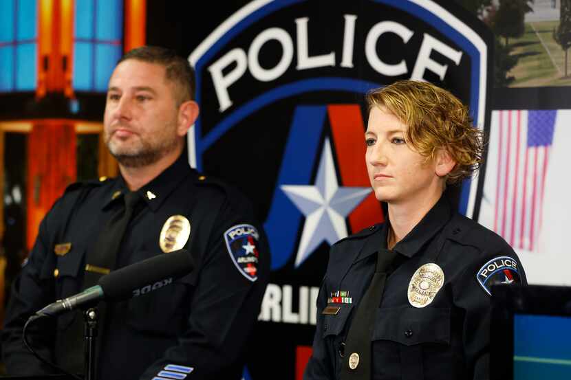 Detective Krystallyne Robinson, right, of the Arlington Police Department, and Deputy Chief...