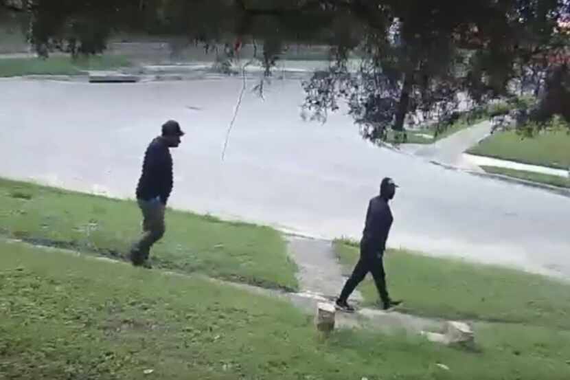 An image from surveillance footage released by Fort Worth police showing individuals of...