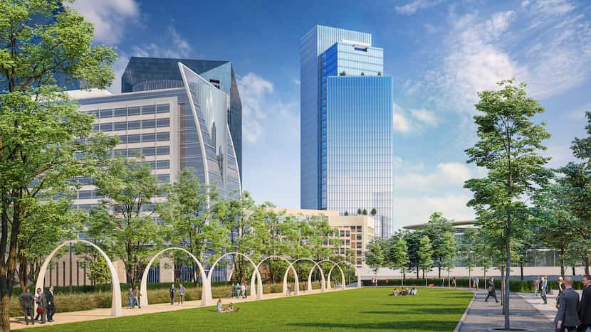 Field Street Tower would overlook Klyde Warren Park.