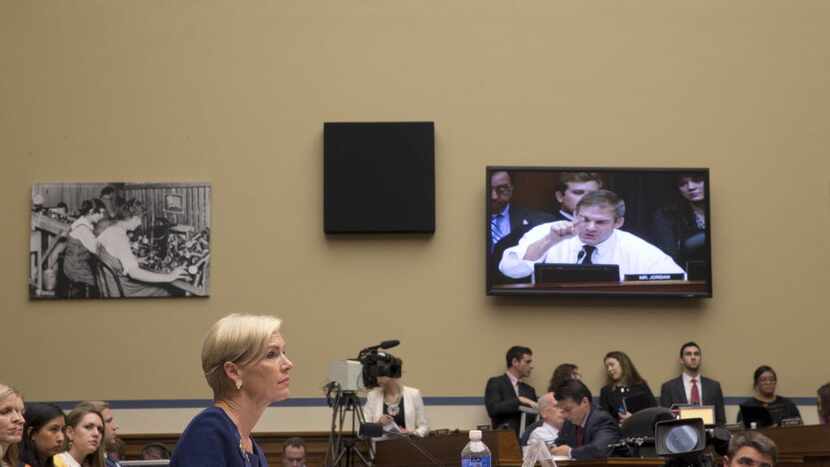 Cecile Richards, the president of Planned Parenthood, listens to an opening statement by...