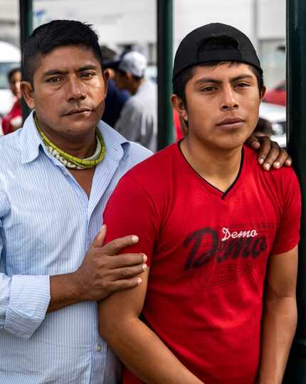 Guatemalan migrant Hermelindo Ak and his 17-year-old son, Sergio, currently live at a gazebo...