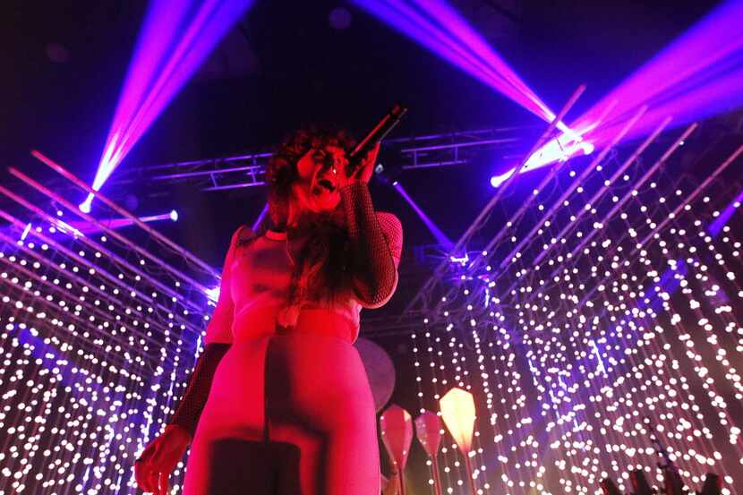 Megan James of the band Purity Ring performs for the crowd at the Bomb Factory in Dallas on...