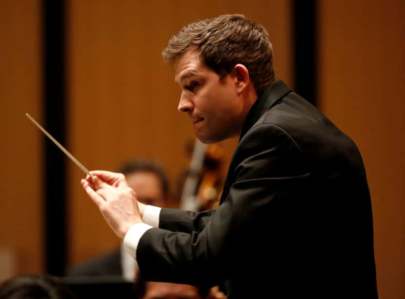Richard McKay, artistic director and conductor, leads the Dallas Chamber Symphony in Alberto...