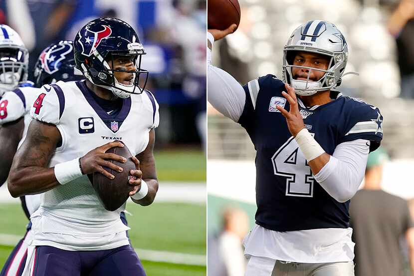 Texans quarterback Deshaun Watson (left) and Cowboys quarterback Dak Prescott. (Photos by...