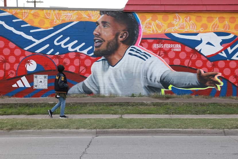 A mural of FC Dallas/United States striker Jesus Ferreira at 3287 S Polk Street, Tuesday,...