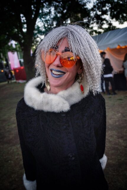 Rose Barnett of Golden Dawn Arkestra hangs out backstage.