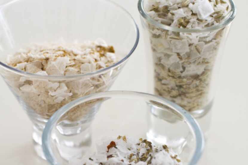 Seasoned salts are an easy and inexpensive holiday gift. A few savory salt combinations...
