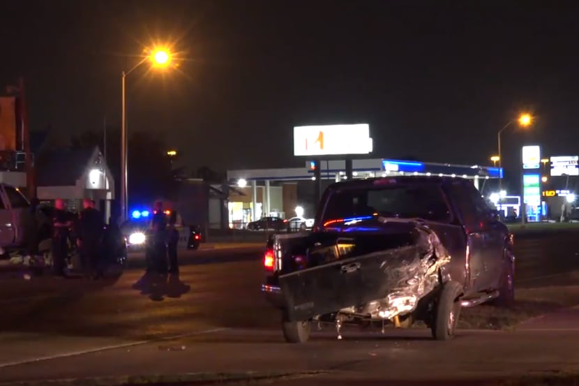 Police at the scene of a fatal crash on Harry Hines Boulevard early Sunday, June 16, 2019,...