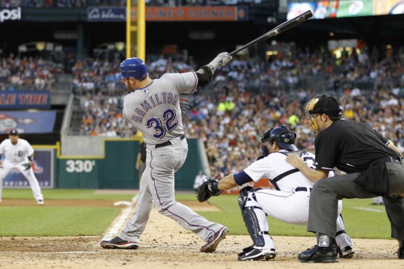 Aug. 3: Josh Hamilton (32) had two hits and drove in a run for the Rangers.