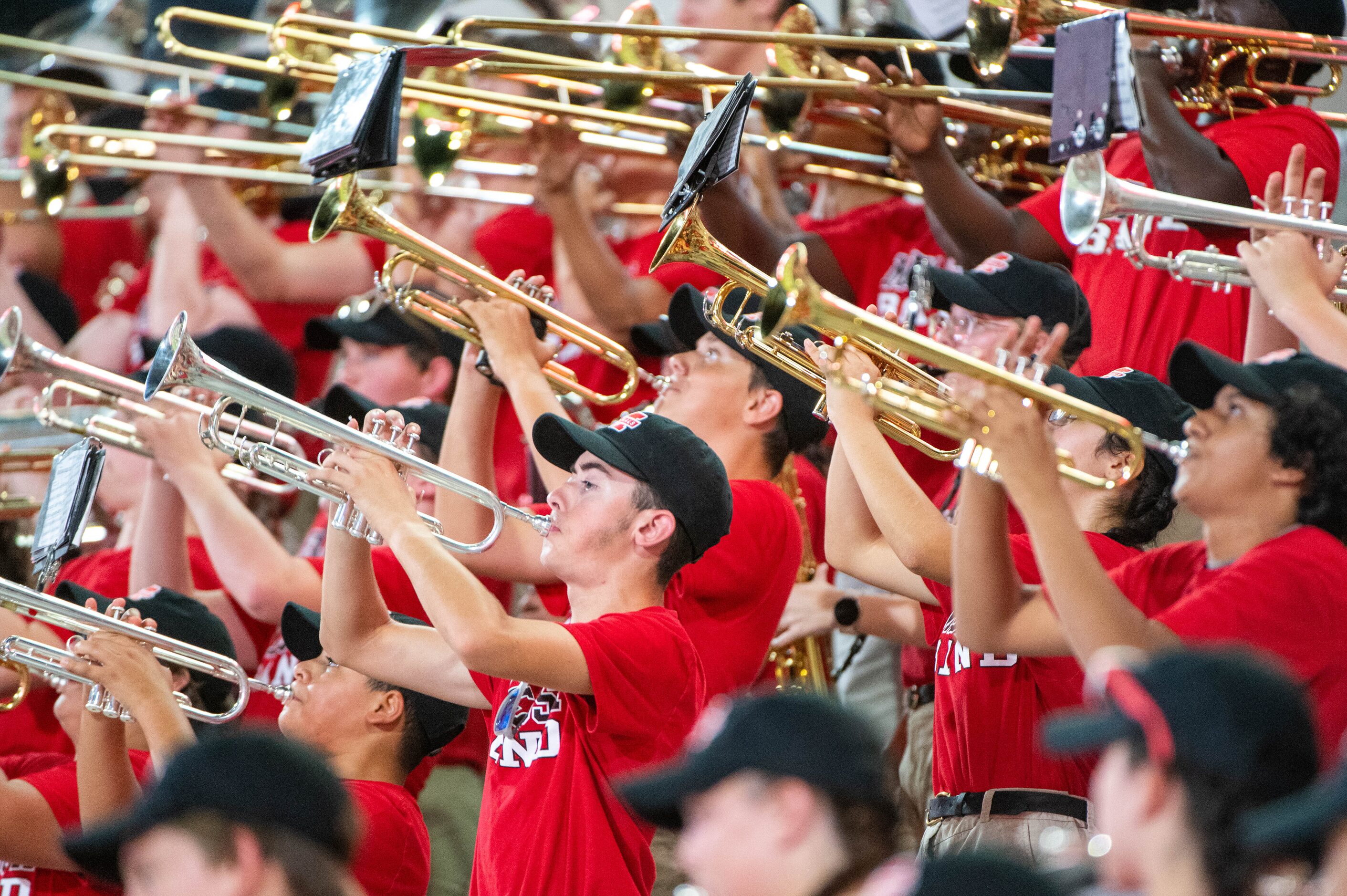 The Melissa band performs in the first half during a high school football game between Royse...