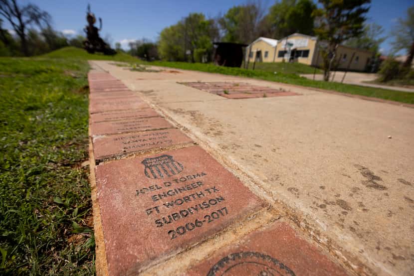 A brick honors former railroad worker Joel D Torma of Fort Worth on Thursday, March 28,...