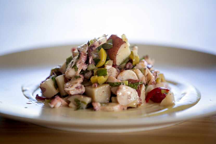 Octopus salad with potatoes and Castelvetrano olives in a lemony vinaigrette was recently on...