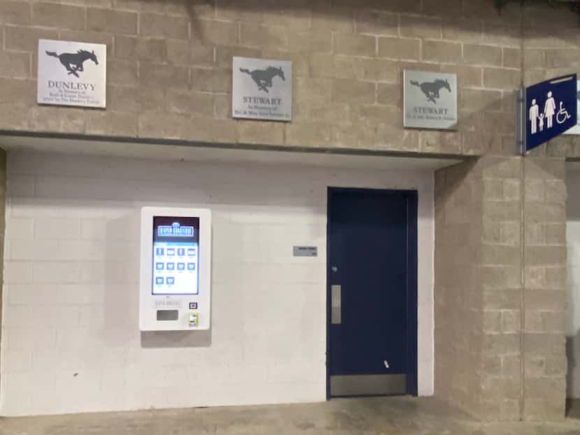Diaper Concierge vending machine located at the Gerald J. Ford Stadium on the campus of...