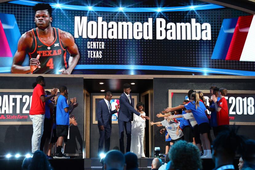 NEW YORK, NY - JUNE 21:  Mohamed Bamba is introduced before the 2018 NBA Draft at the...