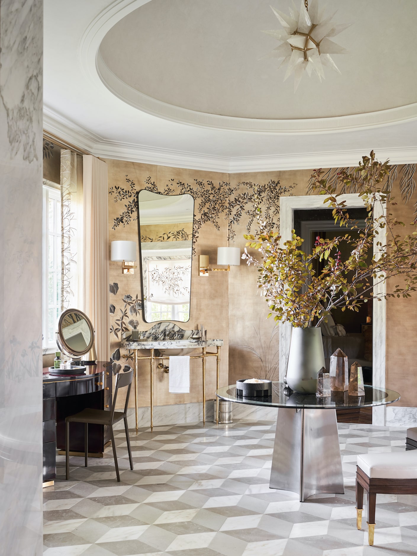 The primary bathroom at the Kips Bay Decorator Show House Dallas. Designed by Doniphan Moore...