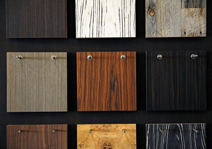 Finish options for custom carpentry  are on display at ModShop in the Dallas Design District.