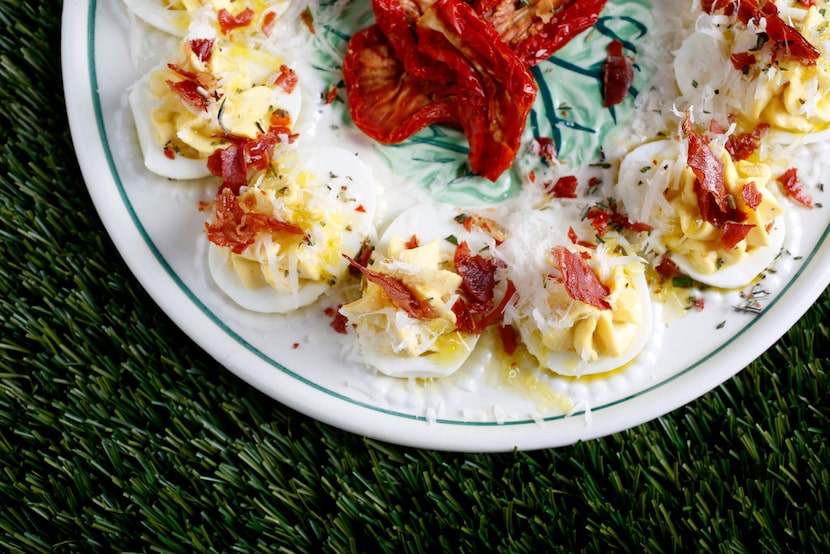 Baked Prosciutto Deviled Eggs 