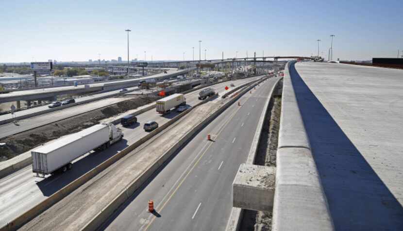 LBJ Freeway’s new interchange at Interstate 35E, part of the $2.6 billion reconstruction...