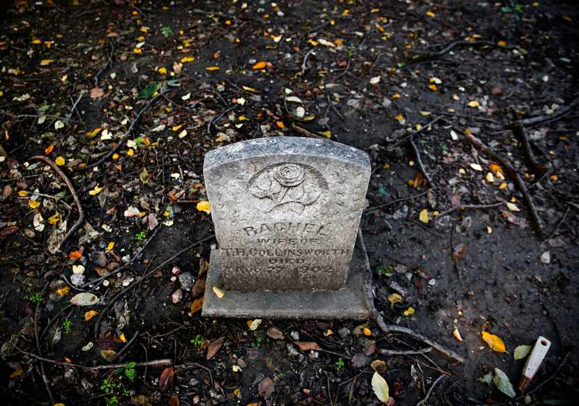 A headstone in the historic Collinsworth Cemetery in Plano, where many victims of a smallpox...