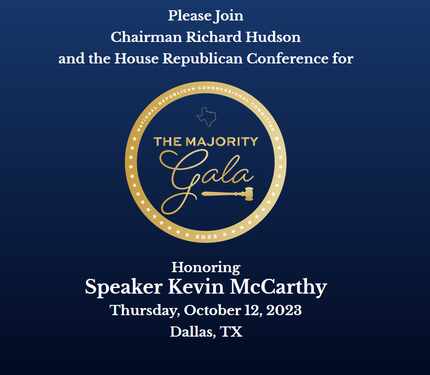 An invitation for the now-postponed NRCC fundraising gala in Dallas featuring Kevin McCarthy.