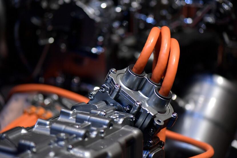  A Mercedes-Benz 4-cylinder Plug-in-Hybrid engine on display during the 87th Geneva...