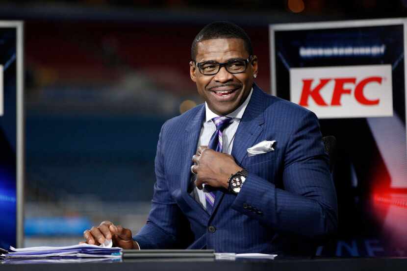 FILE - In this Dec. 17, 2015, file photo, Michael Irvin takes part in the NFL Network's...