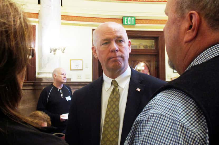 FILE - In this March 6, 2017 file photo technology entrepreneur Greg Gianforte speaks to...